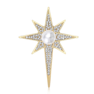 Alloy Rhinestone Cross Star Brooch Pin For Womens Fashion
