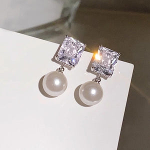 Light Luxury Faux Pearl Drop Earrings For Women, Elegant Sweet Lady Fashion Jewelry Earwear