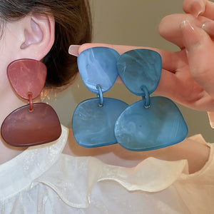 Korean Minimalist Acrylic Irregular Oval Geometric Stud Earrings Elegant Designer Style