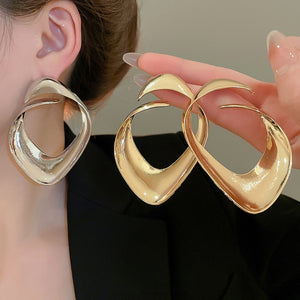 Metal Sequin Geometric Diamond Stud Earrings For Women Irregular Statement Niche Style Jewelry