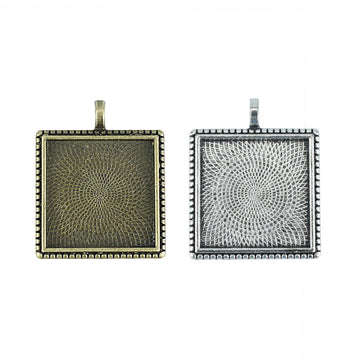 Square Beaded Edge Pendant Tray Jewelry Making Component
