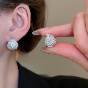 Light Luxury Copper Zircon Teardrop Stud Earrings For Women, Delicate Fashion Design
