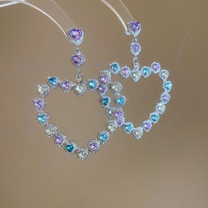 Alloy Rhinestone Hollow Heart Stud Earrings Chic Statement Light Luxury Jewelry For Women