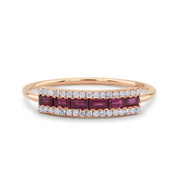 Slim Multicolor Channel Stone Band Ring In A Polished Decorative Design