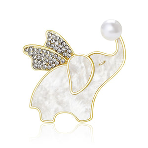 Natural Shell Elephant Pearl Brooch Pin For Cute Outfit Accessories