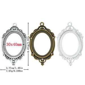 30x40mm Zinc Alloy Oval Bezel Charm Pendant No.861187 for DIY Necklace Bracelet Jewelry Making