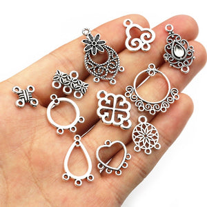 Antique Silver Alloy Vintage Pattern Multi Dangle Pendant Connector For DIY Necklace Bracelet