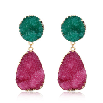 Gold Tone Double Crystal Cluster Teardrop Drop Earrings in Two Colors