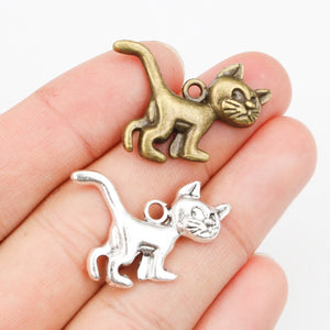 Alloy Small Cat Pendant Charms 27x21mm 2.5g For DIY Jewelry Necklace Bracelet Accessories