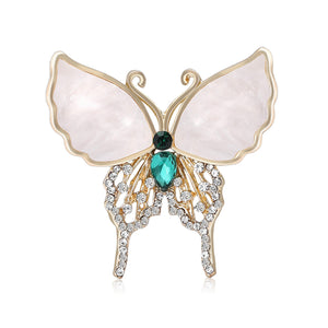 Alloy Rhinestone Hollow Shell Butterfly Brooch Pin For Luxury Apparel