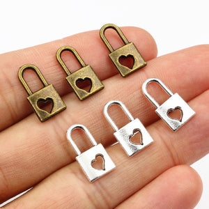 16x8mm Alloy Heart Lock Pendant Charm For DIY Jewelry Necklace Bracelet Accessories