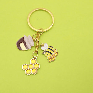 Metal Enamel Bee Sunflower Keychain Backpack Charm