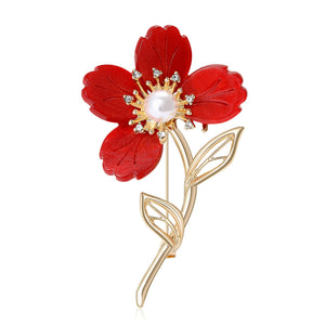 Alloy Resin Flower Brooch With Rhinestones For Shawl And Lapel