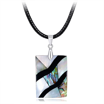 Black Silver Tone Abalone Shell Shell Metal Necklace