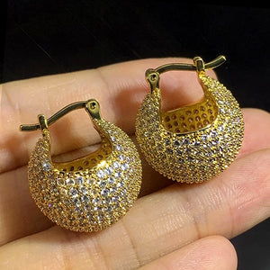 Women's Round 3D Ball Ear Cuff With Full Pave Rhinestones, Sparkling Chic Luxury Ear Jewelry Earrings