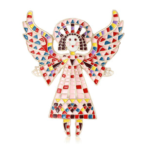 Alloy Enamel Painted Angel Girl Brooch For Fashion Outfits