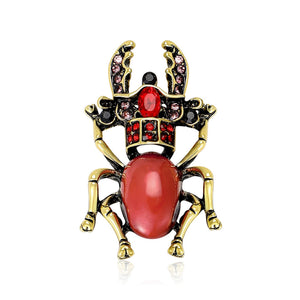 Alloy Enamel Rhinestone Beetle Brooch Pin For Women Clothing