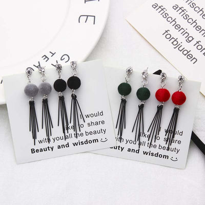 Primary supplied view of velvet round bar-fringe earrings