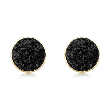 Gold Tone Round Crystal Cluster Stud Earrings in Four Deep Color Options