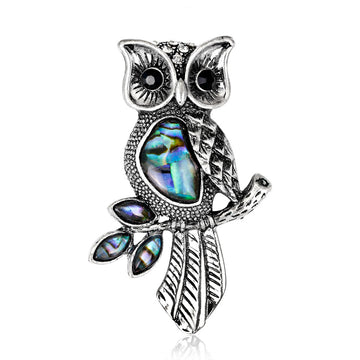 Black Silver Tone Abalone Shell Shell Metal Brooch Pin 5.6 x 3.7 cm