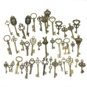 Yellow Vintage Key Metal Charms with 2 Listed Options
