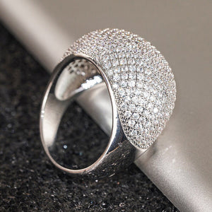 Sparkling Micro Paved Zircon Ring For Women, Light Luxury Fashion Finger Jewelry