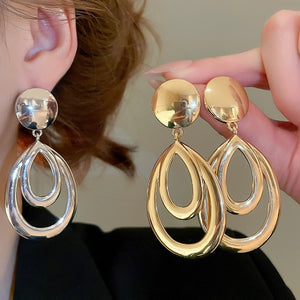 Alloy Smooth Teardrop Hollow Pendant Drop Earrings For Women, European Style