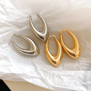 Glossy Metal Waterdrop Pendant Drop Earrings Minimalist European American Stud Style Jewelry