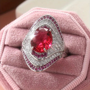 Royal Noble Style Imitation Ruby Ring For Women, Luxury Fashion Jewelry