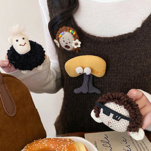 Fabric Plush Funny Cartoon Character Brooch Creative Niche Personality Fall Winter Apparel Accessory