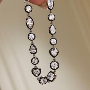 Sparkling Zircon Copper Geometric Round Heart Teardrop Beaded Bracelet For Women
