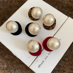 Faux Pearl Fuzzy Round Pendant Drop Earrings Vintage Hong Kong Style For Women