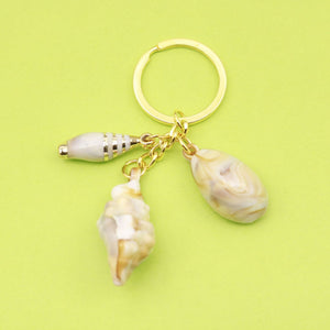 Acrylic Two Tone Shell Cloud Scallop Keychain Bag Charm – Gold