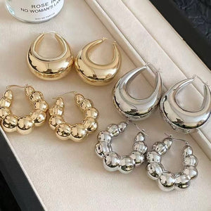 European Style Light Luxury Smooth Iron Round U-Shaped Drop Earrings For Women