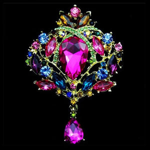 Luxury Jeweled Crown Brooch With Rhinestone Alloy Crystal, Vintage Women's Lapel Pin Corsage Suit Accessory Gift
