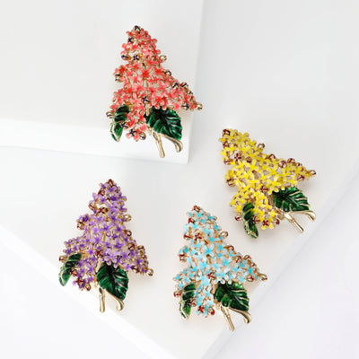 Hydrangea Cluster Brooch on white background