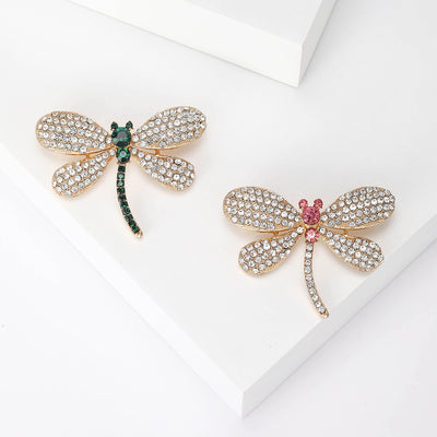 Crystal Dragonfly Brooch shown alone on a light background