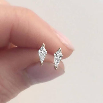 Silver Mini Kite Clear CZ Stud Earrings Small Pair