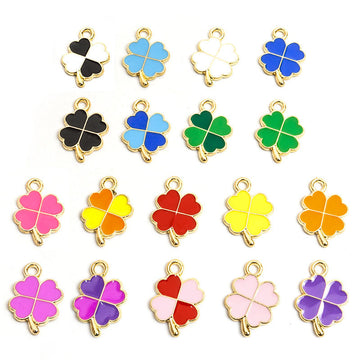 Colorful Enamel Four Leaf Clover Charm Collection for Jewelry Making