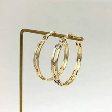 Geometric Large Hoop Earrings in Gold and Silver Tones