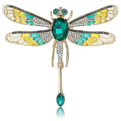 Enamel Dragonfly Drop Brooch front view