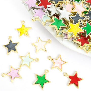 Colorful Enamel Star Charms in Solid and Open Outline Styles