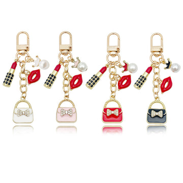 Fashion Accessory Charm Keychains Featuring White Lipstick Across 39 Pictured Variations