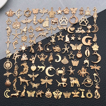 Gold Tone Mixed Motif Charm Assortments in Twelve Pictured Options