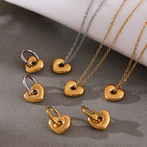 Open Heart Necklace and Hoop Earring Collection in Mixed Metal Finishes