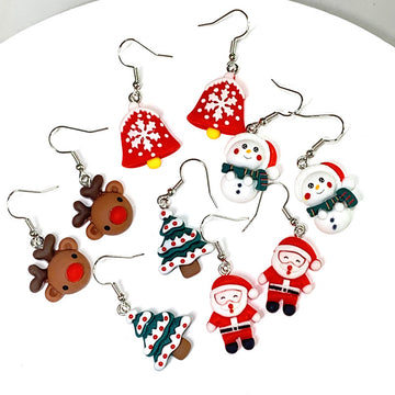 Resin Christmas Character Fishhook Earrings 5 Motifs