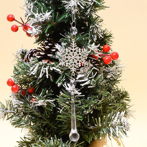 Silver-Tone Snowflake Christmas Ornament with Clear Hanging Drop