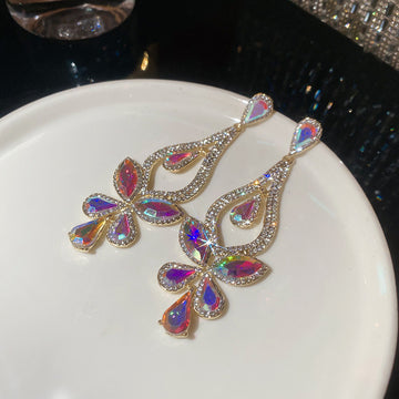 Crystal Butterfly Teardrop Statement Earrings For Women