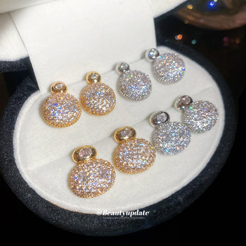 Crystal Pave Round And Oval Drop Stud Earrings Statement Jewelry