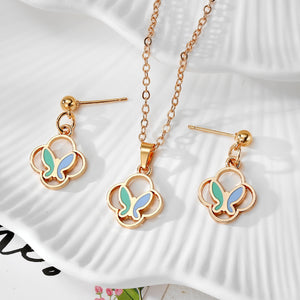 Gold Enamel Butterfly Bird Necklace Earring Sets 7 Styles
